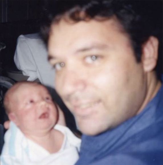 Henry Frederick holding his newborn son, Henry IV, at Nyack Hospital on Oct 16, 1993 / Headline Surfer