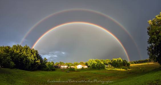 Double rainbow brightens the skies over Osteen, FL in this 8:07 p.m. image / Headline Surfer®