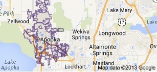 Map of Apopka, FL, home of suspected kiddie porn suspect / Headline Surfer®