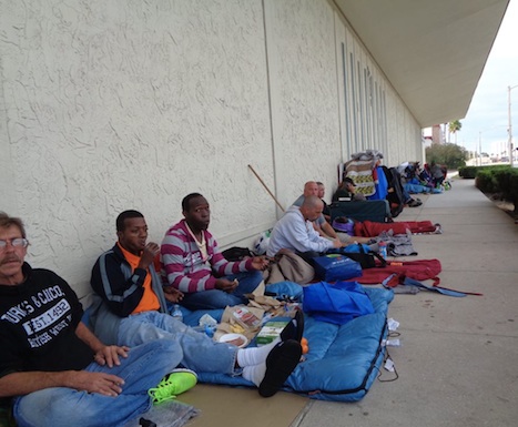 Homeless in Daytona congregate at the tasg office / Headline Surfer®