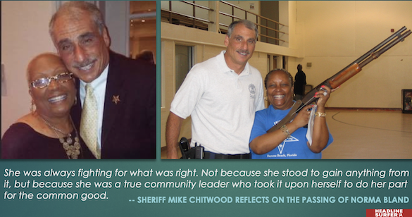 Sheriff Mike Chitwood with Norma Bland / Headline Surfer