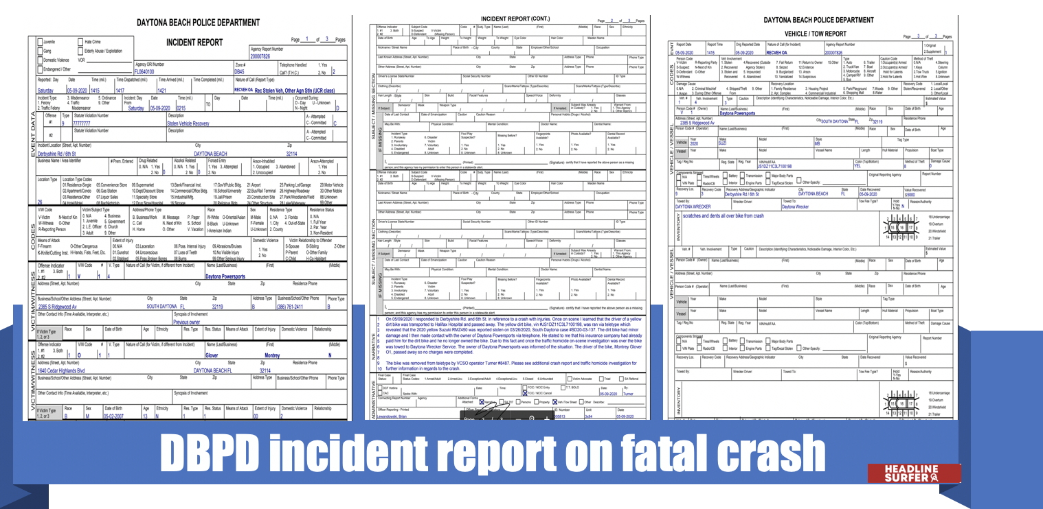 DBPD Incident Report dirt bike fatal / Headline Surfer