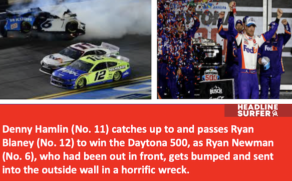 Demmy Hamlin wins the Daytona 500 / Headline Surfer