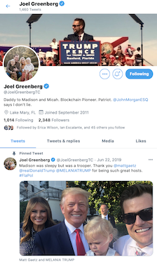 JGreenberg promotes Trump on Twitter / Headline Surfer