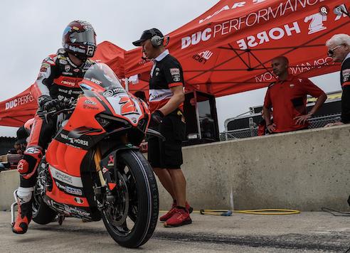 Photo courtesy J. Herin Facebook page / Josh Herrin at a pitstop in the Daytona 200 motorcycle race / Courtesy J. 
