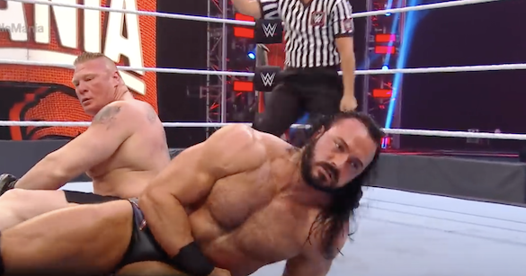 Brock Lesnar loses to Drew McIntyre at Wrestlemania / Headline Surfer