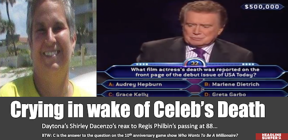 Shirley Dacenzo cries over Regis Philbin's death / Headline Surfer