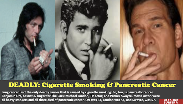 Benjamin Orr, Michael Landon, Patrick Swayze, smokers, pancreatic cancer deaths / Headline Surfer