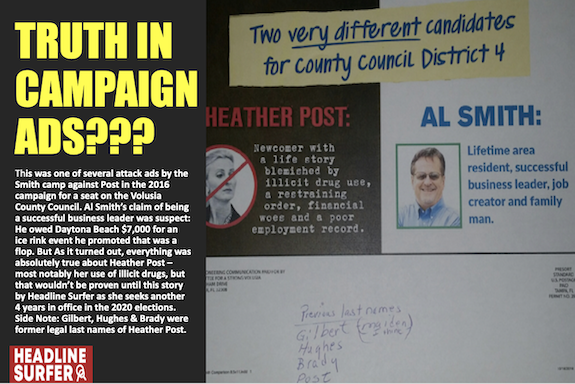 Campaign Attack ad / Headline Surfer infographic