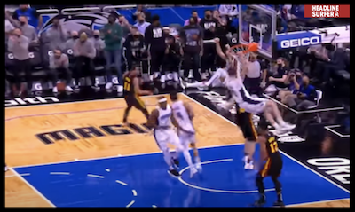 Magic F Franz Wagner scores 2 of his 12 pointswith an early dunk / Headline Surfer