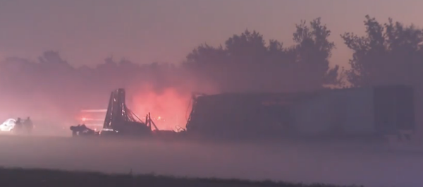 Semi-trailer engulfed in flames along I-95 in Edgewater, FL / Headline Surfer